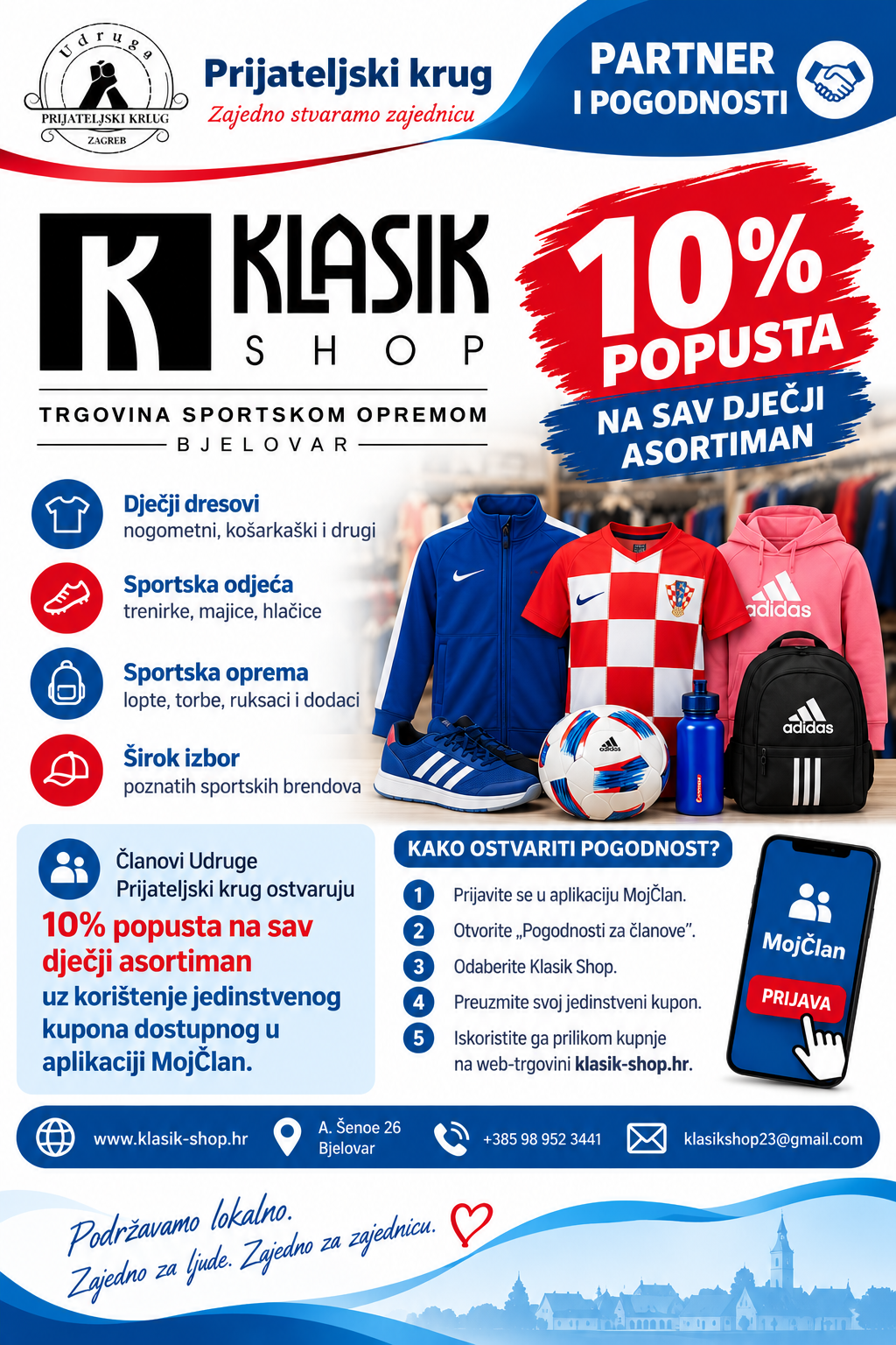 Klasik Shop – 10% popusta na dječji asortiman za članove Udruge Prijateljski krug, kupon u aplikaciji MojČlan